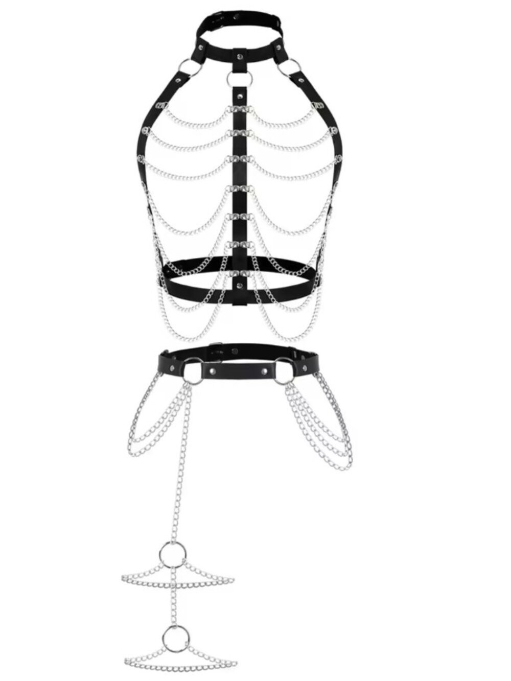 Women Garter Belt Leather Harness Waists Chain Leg Harness
